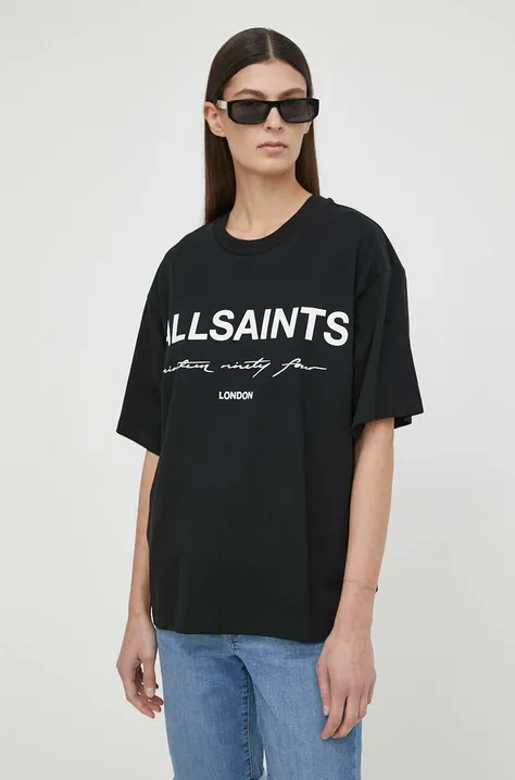 Pamučna majica AllSaints HELIS CARLIE TEE za žene, boja: crna