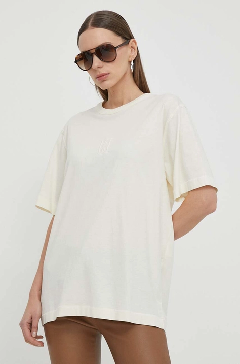 By Malene Birger tricou din bumbac femei, culoarea bej