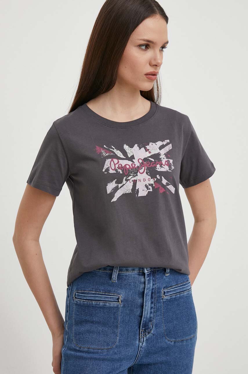 Pepe Jeans t-shirt in cotone Kallan donna colore grigio