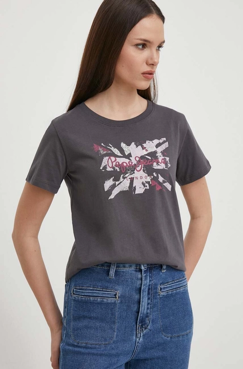 Pepe Jeans t-shirt bawełniany Kallan damski kolor szary