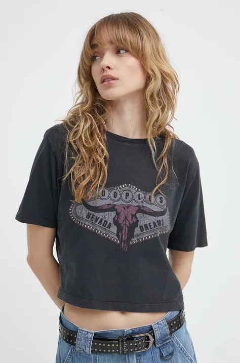 The Kooples t-shirt bawełniany damski kolor czarny FTSC28034K