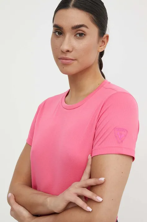 Αθλητικό μπλουζάκι Rossignol Plain χρώμα: ροζ, RLMWY11