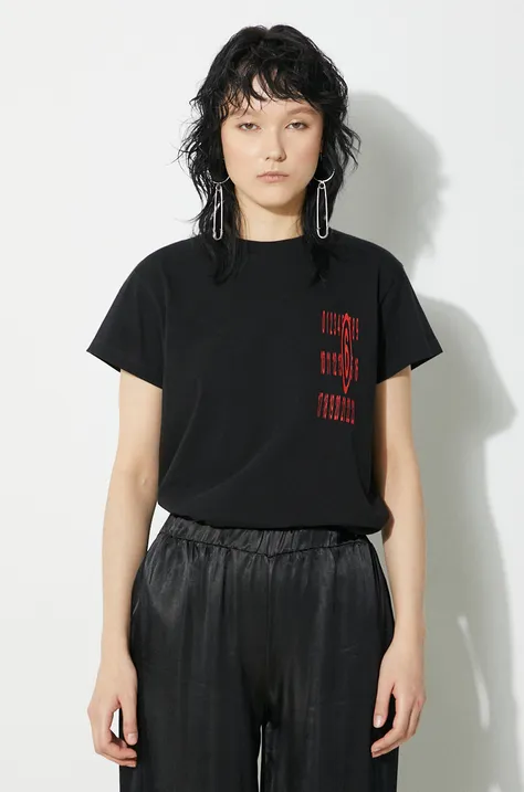 Βαμβακερό μπλουζάκι MM6 Maison Margiela γυναικείο, χρώμα: μαύρο, S62GD0185