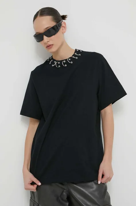 Бавовняна футболка Rotate жіночий колір чорний