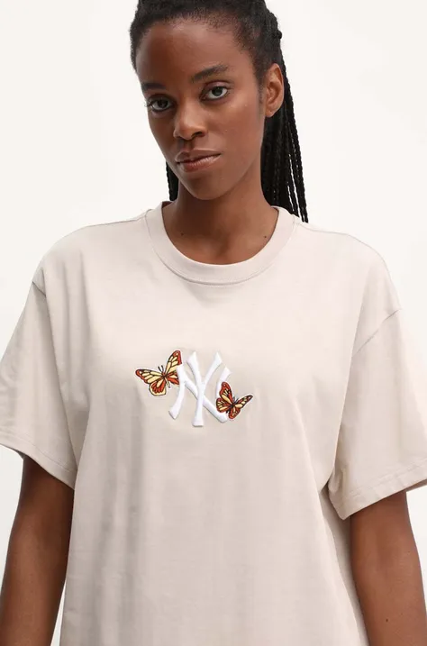 47 brand t-shirt bawełniany MLB New York Yankees damski kolor beżowy BB017TMRKQI608520BN