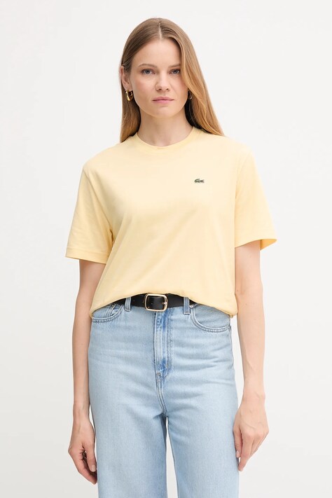 Lacoste t-shirt bawełniany damski kolor żółty TF7215