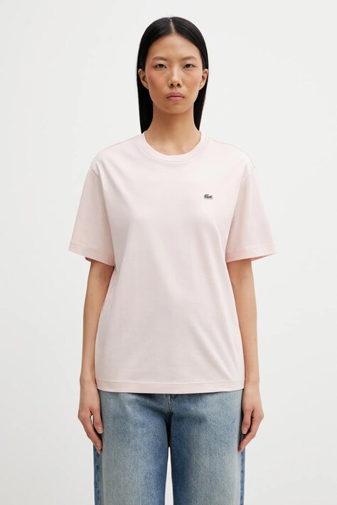 Bavlněné tričko Lacoste růžová barva, TF7215