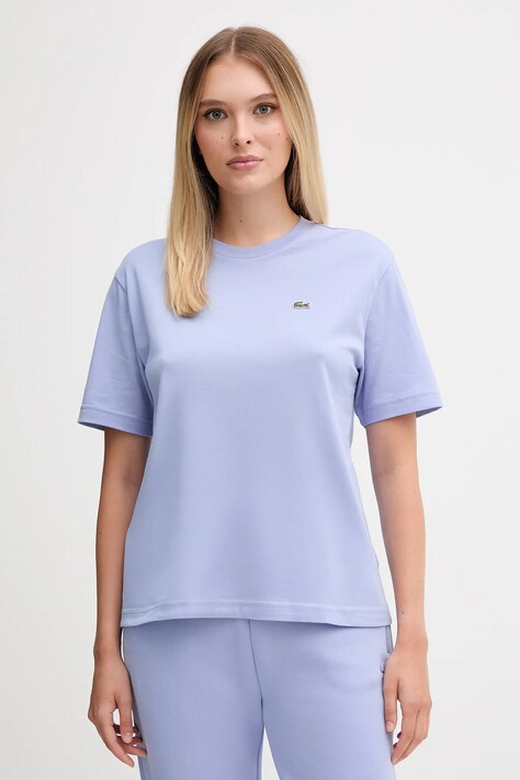 Lacoste t-shirt bawełniany damski kolor niebieski TF7215