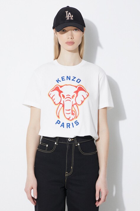 Kenzo cotton t-shirt Elephant Loose T-Shirt women’s white color FE52TS1144SO.02