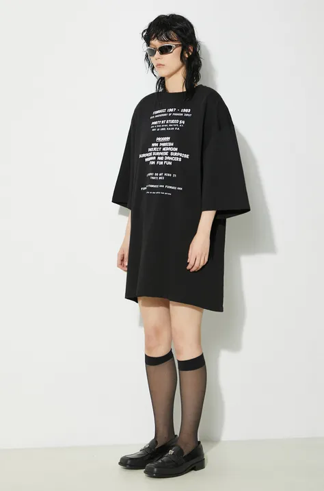 Bavlnené tričko Fiorucci Invitation Print Oversized T-Shirt čierna farba, s potlačou, U01FPTSH107CJ01BK01