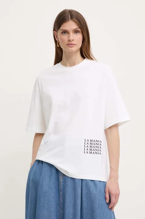 Βαμβακερό μπλουζάκι La Mania CAYLEE KROJ LUCY γυναικείο, χρώμα: άσπρο, CAYLEEKROJLUCY