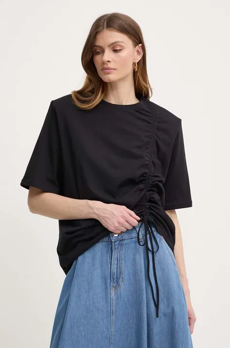Βαμβακερό μπλουζάκι La Mania SKYLER γυναικείο, χρώμα: μαύρο, SKYLER