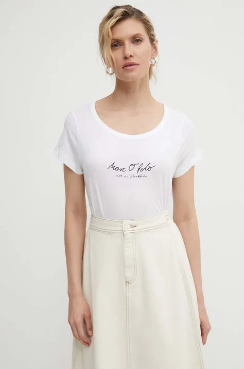 Bavlnené tričko Marc O'Polo dámske, biela farba, 404206751431