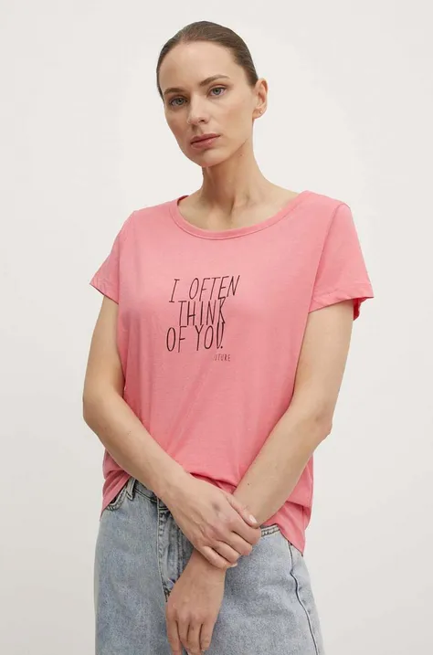 Pamučna majica Marc O'Polo za žene, boja: ružičasta, 404206751431