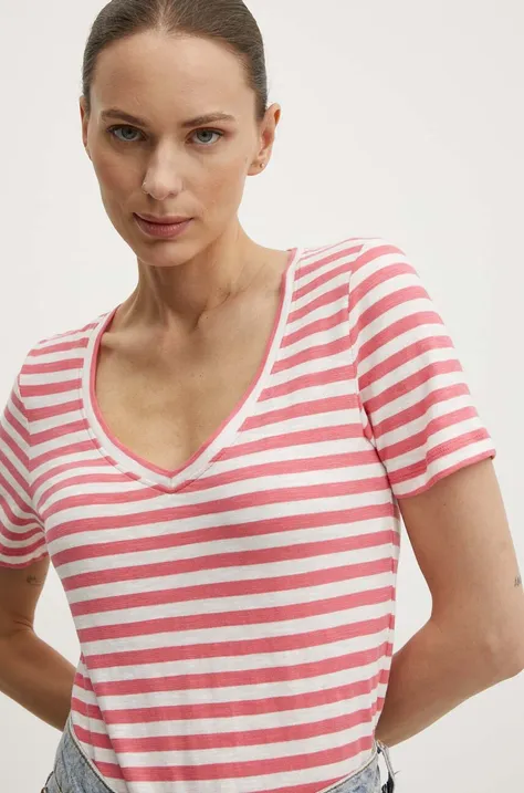 Βαμβακερό μπλουζάκι Marc O'Polo γυναικείο, χρώμα: ροζ, 404219651293