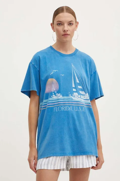 Hollister Co. t-shirt bawełniany damski kolor niebieski