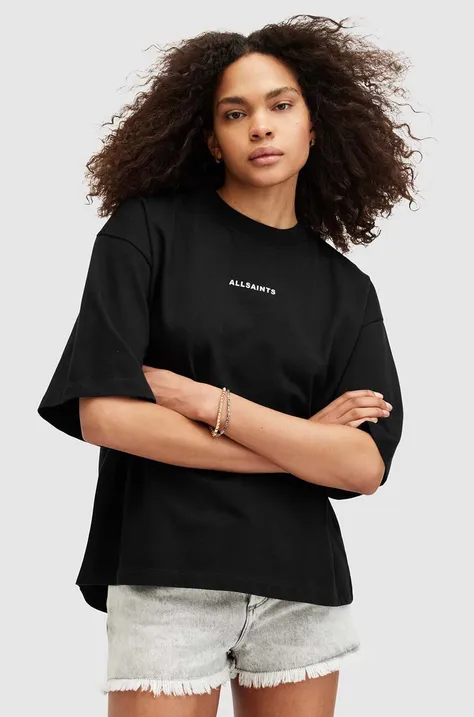 Bombažna kratka majica AllSaints DISC AMELIE TEE ženska, črna barva, W082JA