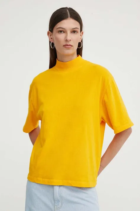 American Vintage tricou T-SHIRT MC COL MONTANT femei, culoarea portocaliu, RAK02AE24