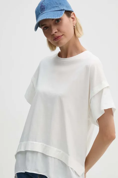 Kratka majica Sisley ženska, bela barva, 33D6L106D