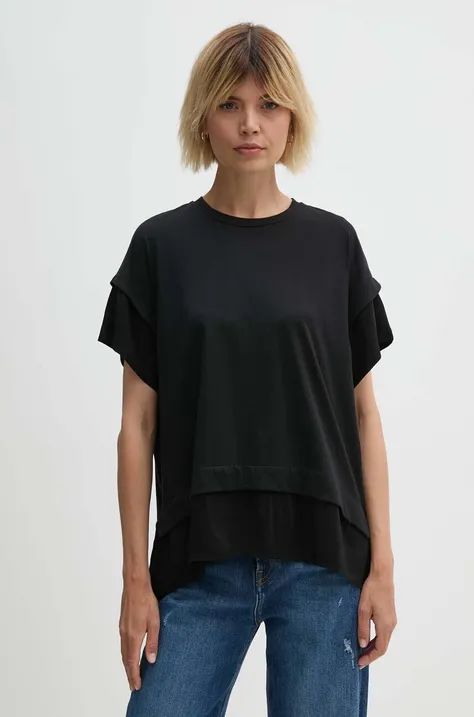 Kratka majica Sisley ženska, črna barva, 33D6L106D