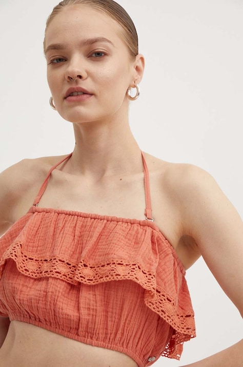 Хлопковый топ Roxy GOLDEN TROPICS цвет оранжевый испанское декольте ERJWT03628