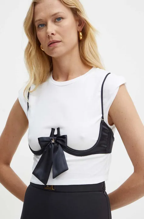 Бавовняна футболка Elisabetta Franchi жіноча колір білий TO01542E2 NORBLIN