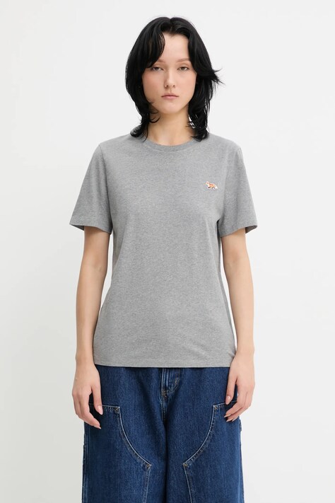 Maison Kitsuné t-shirt bawełniany Baby Fox Patch Regular Tee Shirt damski kolor szary MW00110KJ0008