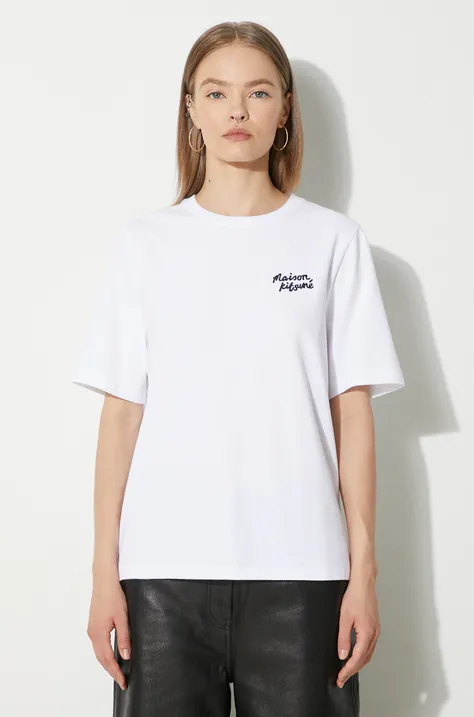 Bavlněné tričko Maison Kitsuné Handwriting Comfort bílá barva, MW00126KJ0119
