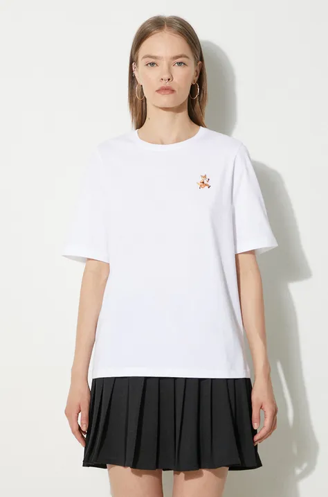Bavlněné tričko Maison Kitsuné Speedy Fox Patch Comfort Tee Shirt bílá barva, MW00119KJ0008