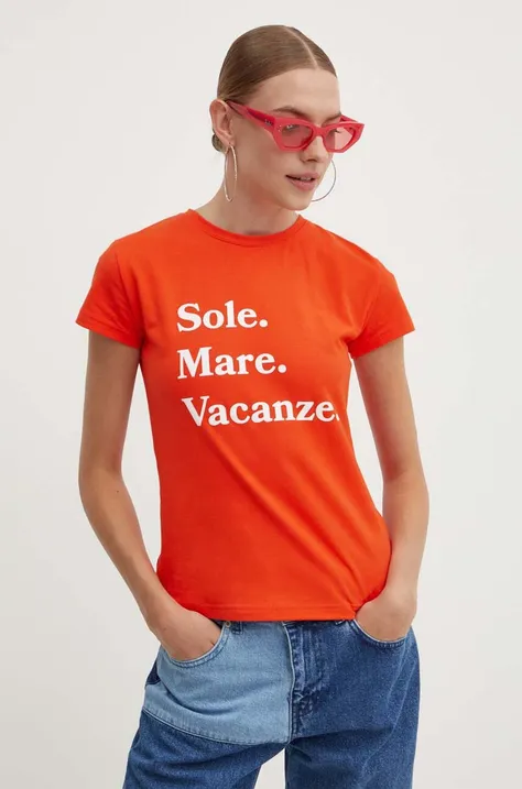 Kratka majica Drivemebikini Sole Mare Vacanze ženska, oranžna barva