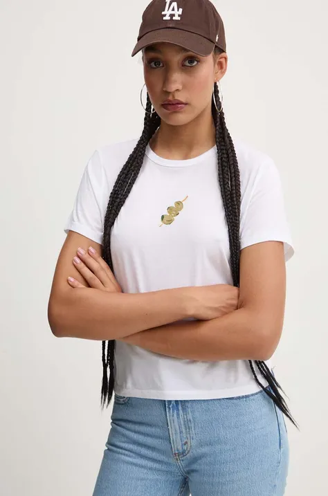 Βαμβακερό μπλουζάκι Abercrombie & Fitch γυναικείο, χρώμα: άσπρο, KI157-4084