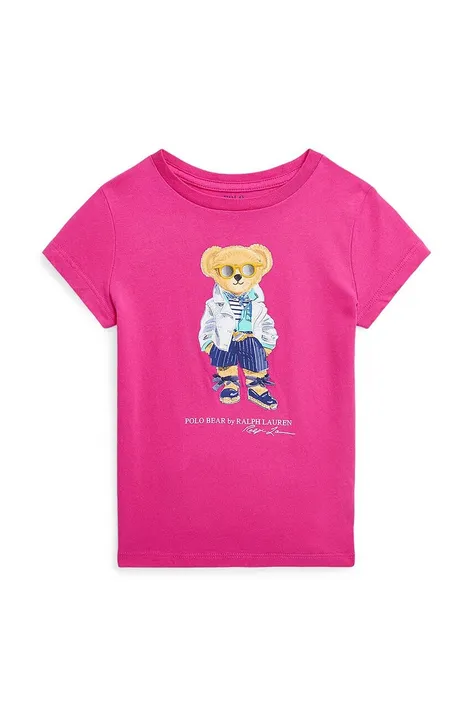 Παιδικό βαμβακερό μπλουζάκι Polo Ralph Lauren χρώμα: ροζ