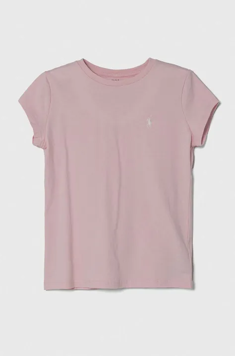 Otroška bombažna kratka majica Polo Ralph Lauren roza barva