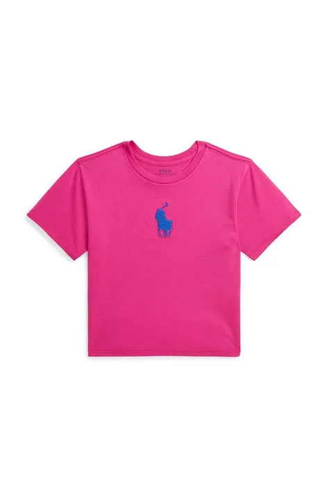 Otroška bombažna kratka majica Polo Ralph Lauren roza barva