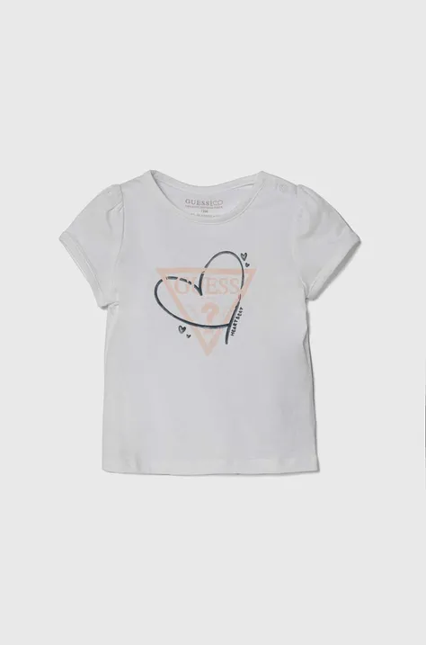 Kratka majica za dojenčka Guess bela barva
