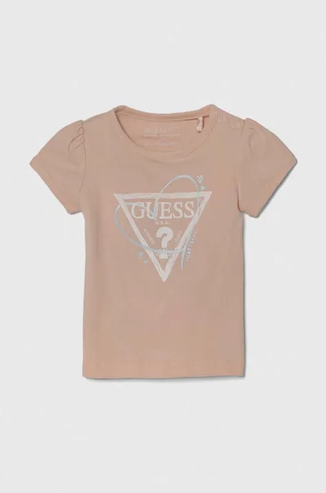 Kratka majica za dojenčka Guess oranžna barva
