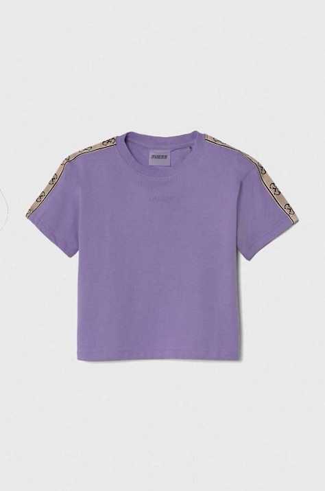 Guess tricou de bumbac pentru copii culoarea violet