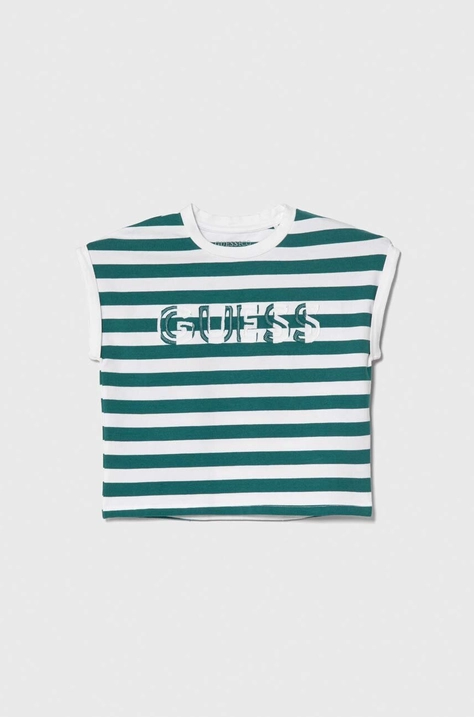 Guess t-shirt dziecięcy kolor zielony