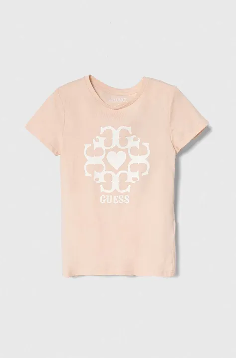 Guess t-shirt dziecięcy kolor różowy