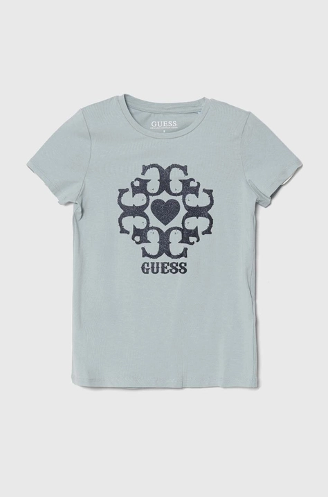 Guess t-shirt dziecięcy kolor niebieski