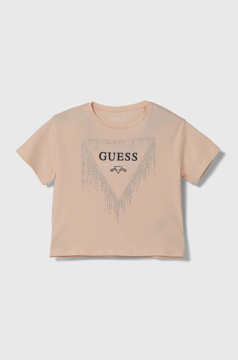 Παιδικό μπλουζάκι Guess χρώμα: πορτοκαλί