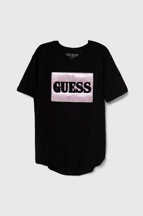 Дитяча футболка Guess колір чорний