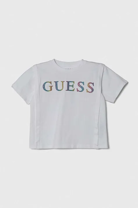Bavlnené tričko Guess biela farba
