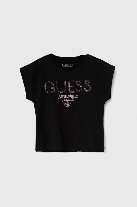 Дитяча футболка Guess колір чорний