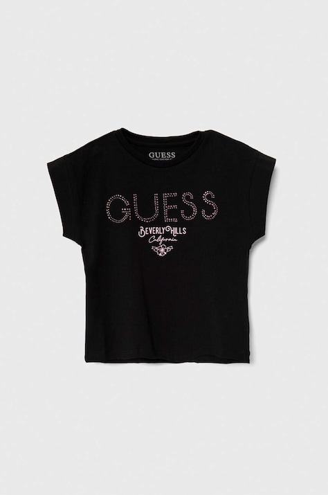 Дитяча футболка Guess колір чорний