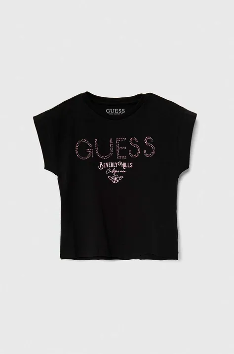 Dječja majica kratkih rukava Guess boja: crna
