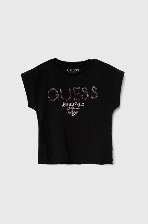 Guess t-shirt dziecięcy kolor czarny