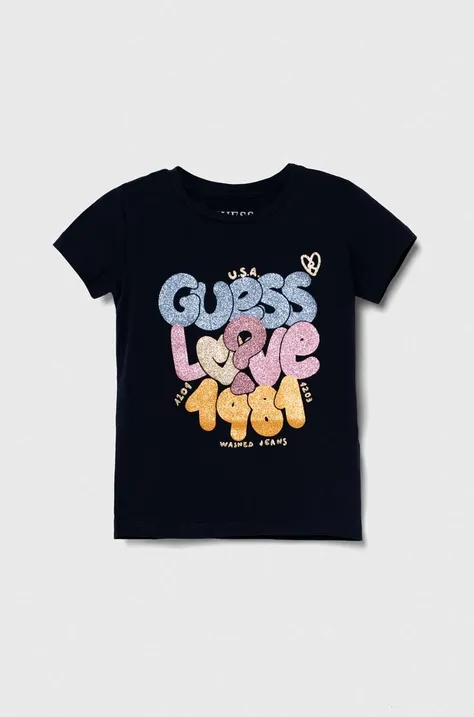 Дитяча футболка Guess колір синій