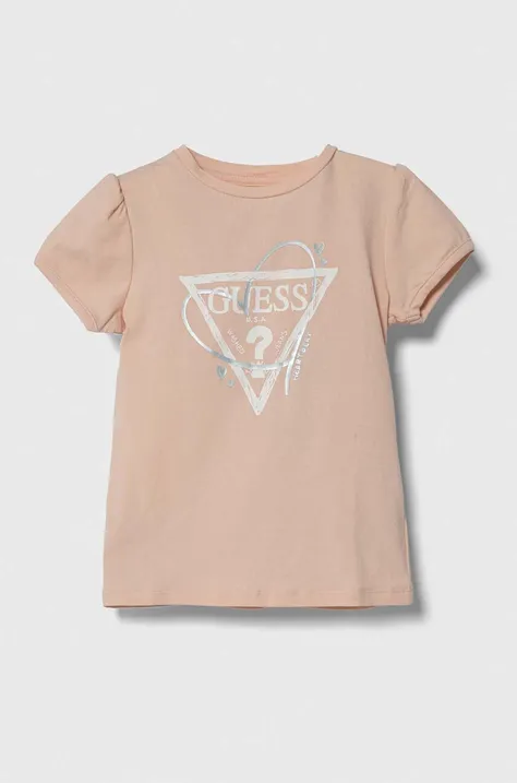 Дитяча футболка Guess колір рожевий