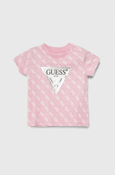 Дитяча футболка Guess колір рожевий